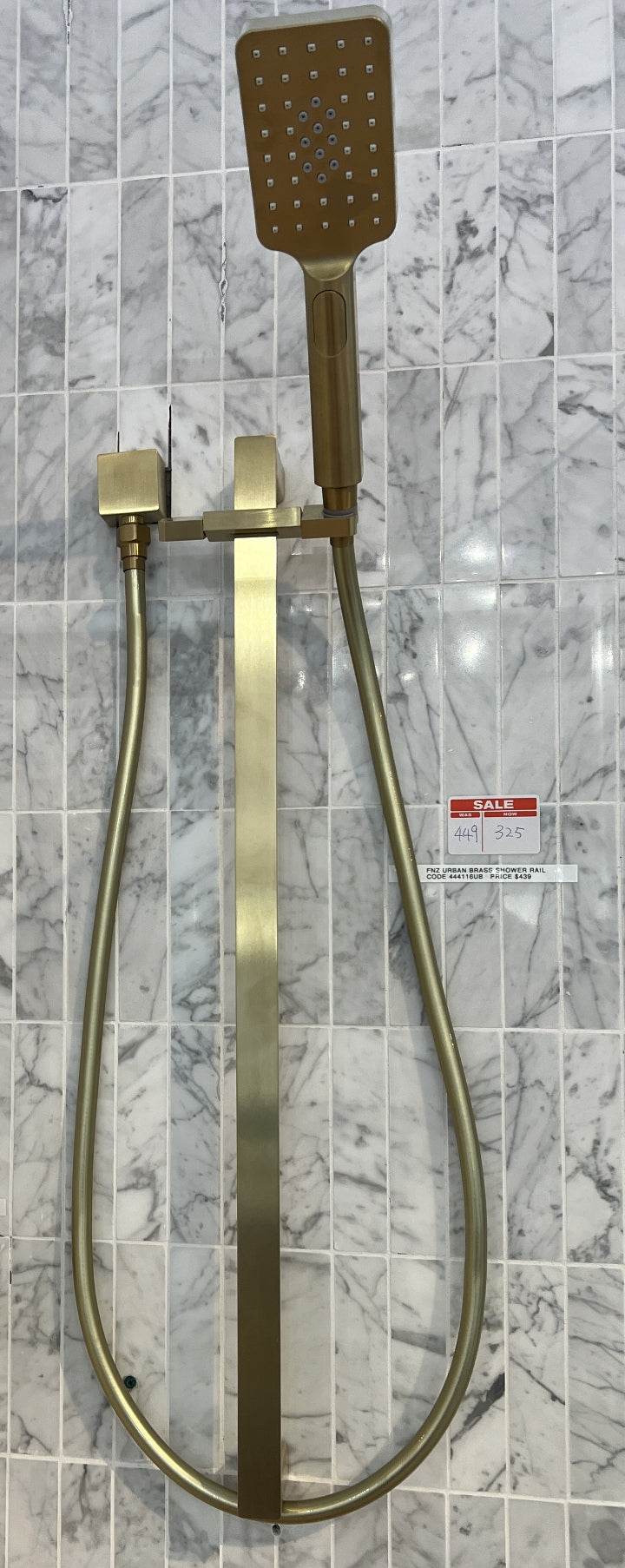 Single Shower Rail Brushed Gold - Floor Display Clearance