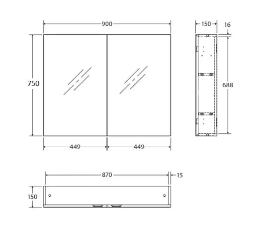 Mirror Cabinet Bevel Edge - 900x750mm (Stock Clearance)