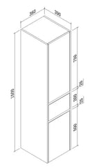 Fingerpull Wall Hung Tallboy & Storage Cabinet - 350x390x1500mm - Various Colours