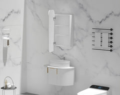 Soft Square Mirror Cabinet Pencil Edge 450x900mm - Matte White / Woodgrain