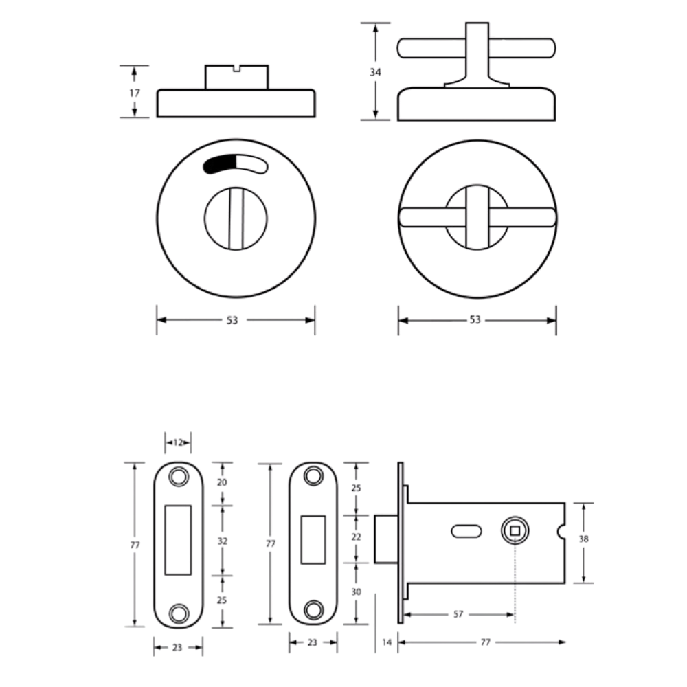 400A Morticed Lock & Indicator Set in Satin Stainless Steel - 400A_LOCK_SS