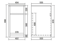 Laundry Trough & PVC Cabinet 455x555mm / 600x500mm - Gloss White