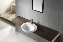 Revive Gloss White Oval Semi Recess Ceramic Basin 500x430mm
