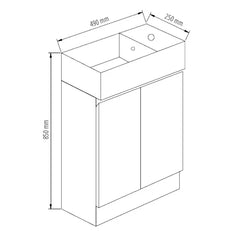 BV33 Compact Freestanding Vanity 500x250mm - White
