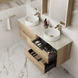 BV25WH Natural Oak Fingerpull Wall Hung Vanity - 600 / 750 / 900 / 1200 / 1500mm