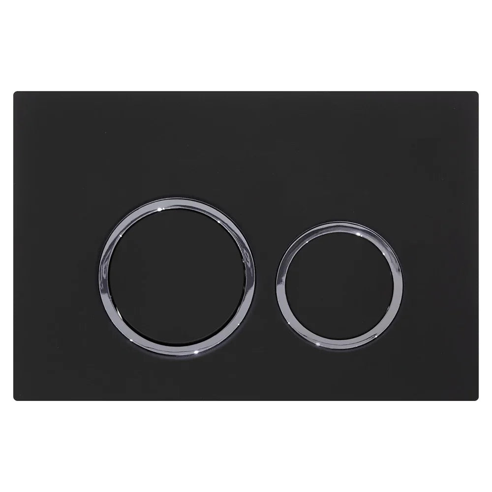 Round Button Flush Plate for R&T In-Wall Cistern Toilet - Black & Chrome