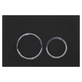 Round Button Flush Plate for R&T In-Wall Cistern Toilet - Black & Chrome