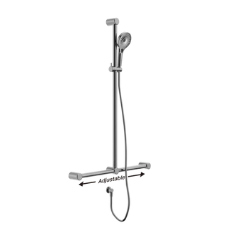 Mecca Care T Bar Grab Rail and Adjustable Rail Shower - Various Colours