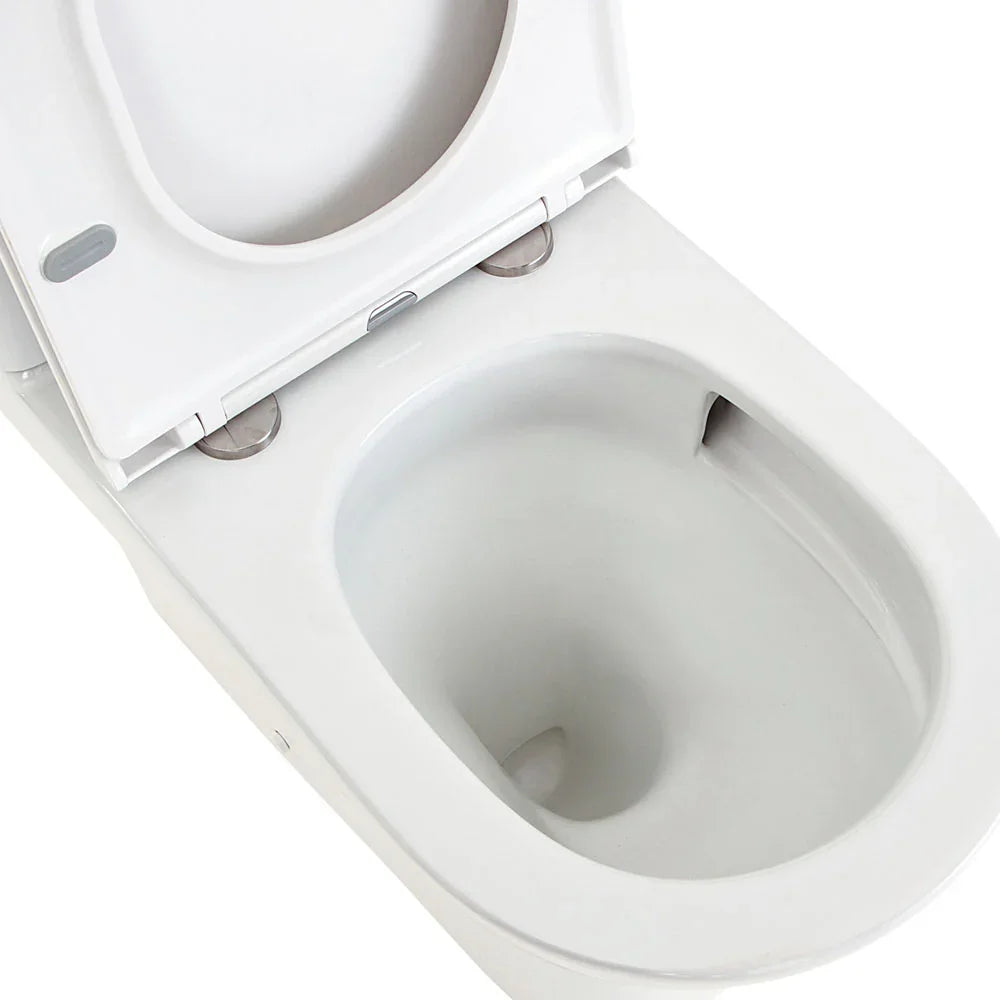 Raised Height Back To Wall Tornado Rimless Flush Toilet Suite with Soft Close Seat - White (4 Star)