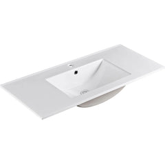 Gloss White Rectangular Bowl 465mm Depth Ceramic Vanity Top - Various Sizes