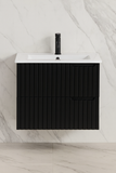 BV79WH Matte Black Fluted Fingerpull Wall Hung Vanity - 600 / 750 / 900 / 1200 / 1500S / 1500D