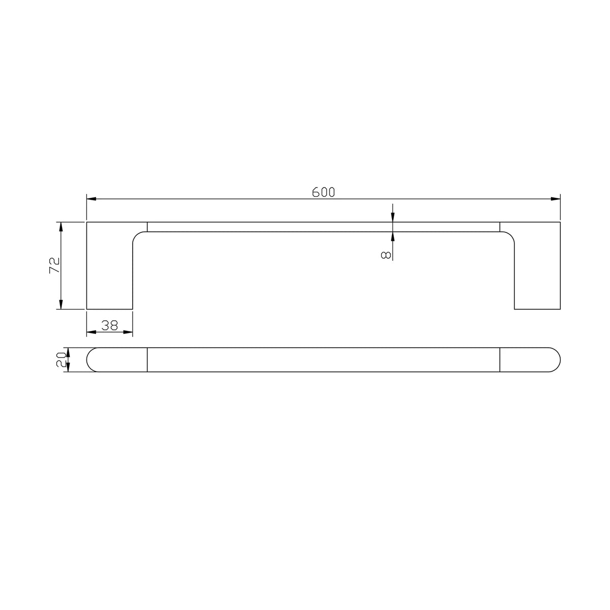Liano Single Towel Rail 600mm / 800mm - Various Colours
