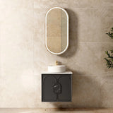 BV90WH Black Oak with Stone handle Wall Hung Vanity - 600 / 750 / 900 / 1200 / 1500 / 1800mm