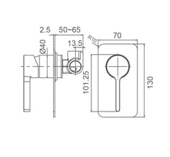 SM19 Solid Pin Handle Shower / Bath Mixer - Various Colours
