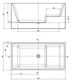 BATH 6 Rectangle Corner Back to Wall Freestanding Bath 1350mm - Gloss White