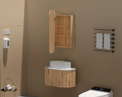 Soft Square Mirror Cabinet Pencil Edge 450x900mm - Matte White / Woodgrain