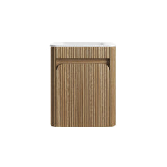 BV92WH Mini Compact Wooden Oak Fluted Wall Hung Ensuite Plywood Vanity 450x295mm