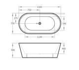 Oval Freestanding Bath 1500 / 1700 mm - Matte White