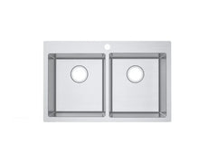 Double Bowls Top Mount Kitchen / Laundry Sink With Tap Hole 806x514mm