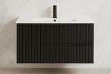 BV79WH Matte Black Fluted Fingerpull Wall Hung Vanity - 600 / 750 / 900 / 1200 / 1500S / 1500D