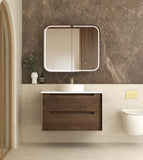 BV99WH Dark Walnut Fingerpull Wall Hung Vanity - 600 / 750 / 900 / 1200 / 1500mm