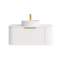 BV80WH Snow Matt White Curved Fluted Wall Hung Vanity - 910 / 1210 / 1510mm