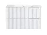 BV78WH Matte White Fluted Fingerpull Wall Hung Vanity - 600 / 750 / 900 / 1200 / 1500S / 1500D