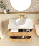 BV43WH Natural Oak Fluted Wall Hung Vanity - 600 / 750 / 900 / 1200 / 1500 / 1800mm