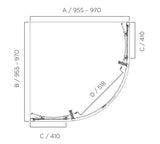 SS23 Corner Sliding Shower Screen 875x875mm /  970x970mm - Chrome
