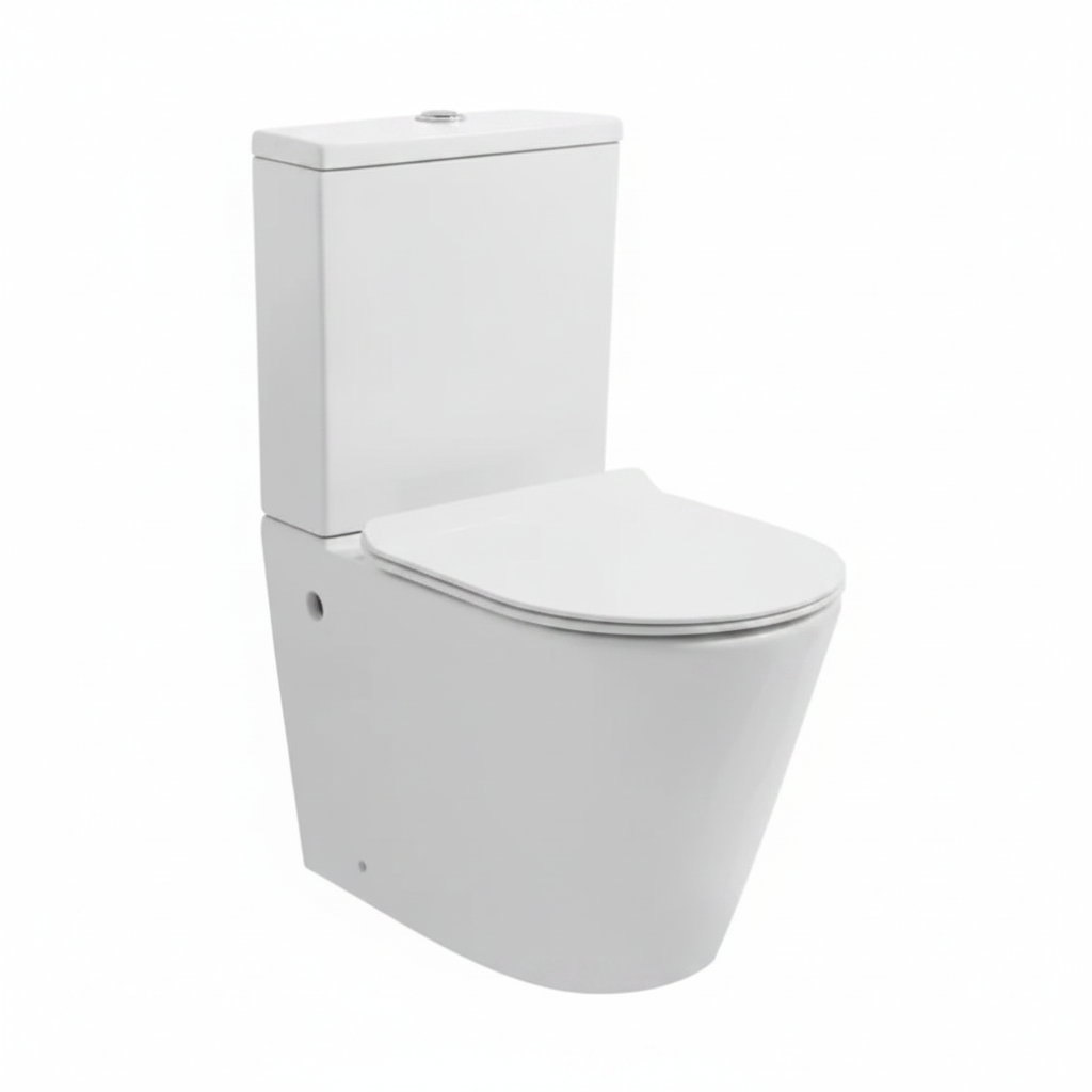 Short Projection Back To Wall Rimless Flush Toilet Suite with Soft Close Seat - White (4 Star)