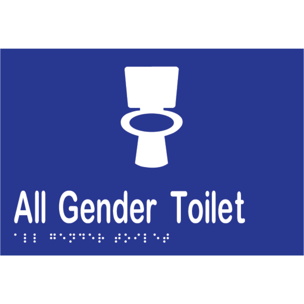 All Gender Toilet Braille Sign in Blue Vinyl - MLS16440_BLU
