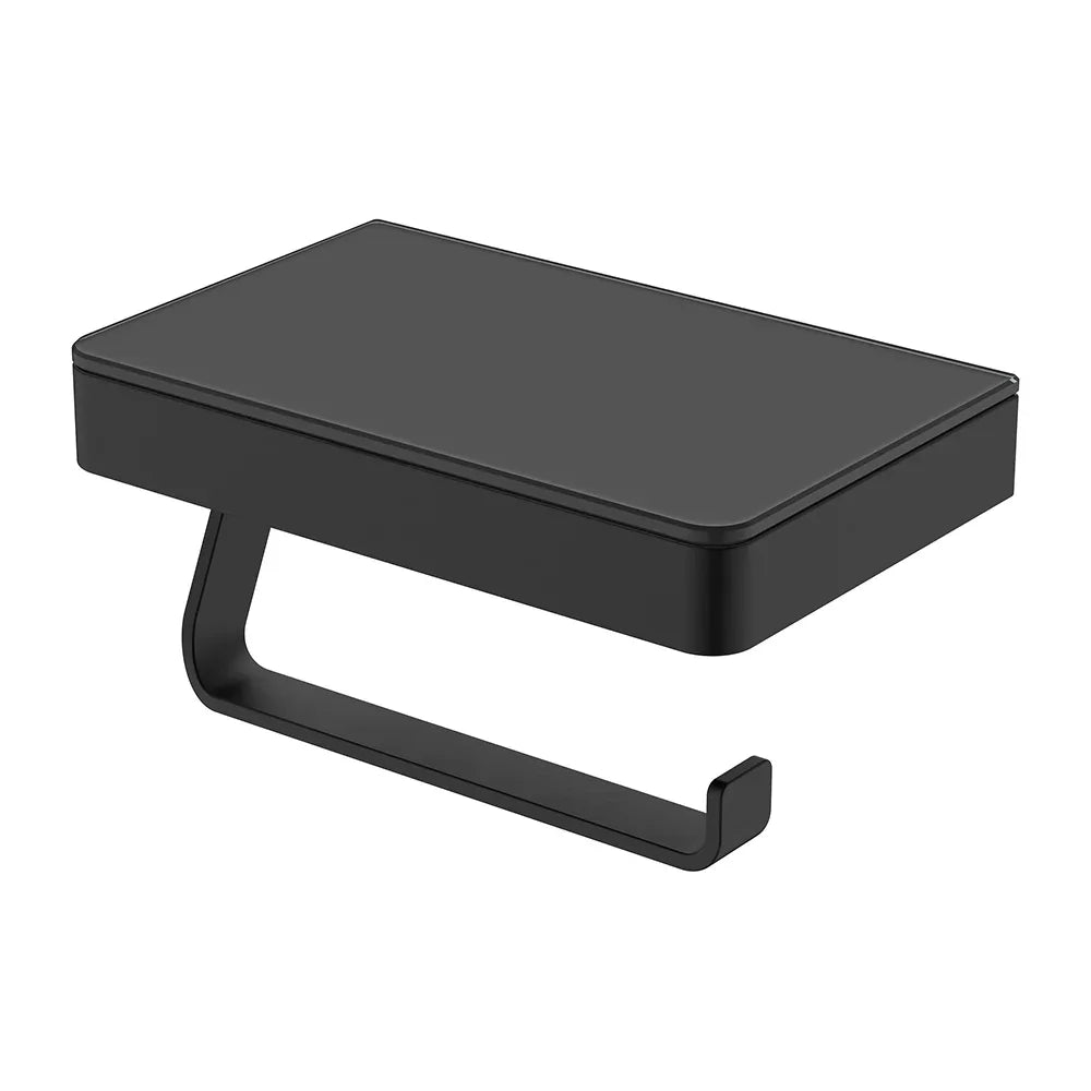 Mia Toilet Roll Holder with Glass Shelf - Various Colours