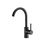 Compact Gooseneck Kitchen / Basin Sink Mixer - Chrome / Black