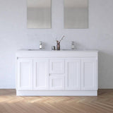 BV01 (520mm Depth) Matt White Fingerpull Freestanding Vanity - 1500x520mm