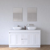 BV01 (520mm Depth) Matt White Fingerpull Freestanding Vanity - 1500x520mm