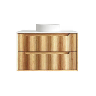 BV43WH Natural Oak Fluted Wall Hung Vanity - 600 / 750 / 900 / 1200 / 1500 / 1800mm