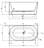 Bath 19 Left Hand Corner Back to Wall Freestanding Bath 1400mm - Gloss White