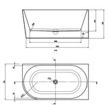 Bath 19 Right Hand Corner Back to Wall Freestanding Bath 1400mm - Gloss White