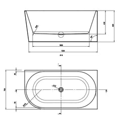 Bath 19 Right Hand Corner Back to Wall Freestanding Bath 1400mm - Gloss White
