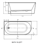 Bath 19 Left Hand Corner Freestanding Bath 1500mm - Gloss White (Display Clearance)