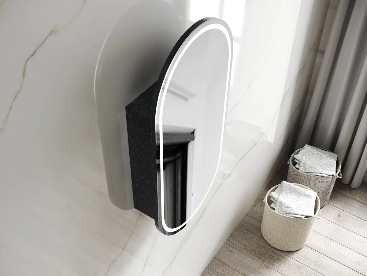 Pill Shape LED Mirror Cabinet 450x900mm - Various Colours