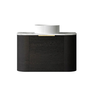 BV73 Curved Black Oak Wall Hung Vanity - 600 / 750 / 900 / 1200 / 1500 / 1800mm