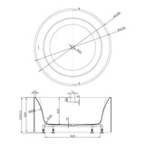 Round Freestanding Bath with Overflow 1280mm - Matte White