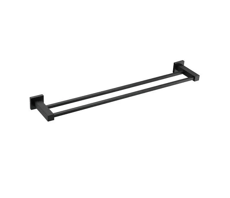 Square Double Towel Rail 600mm / 750mm / 900mm - Chrome / Black