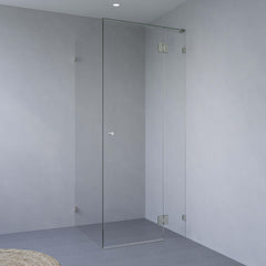 SS36 Custom Size Frameless Shower Screen Front & Return - 2100mm High - Brushed Nickel