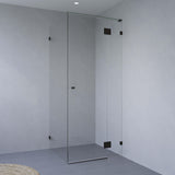SS35 Custom Size Frameless Shower Screen Front & Return - 2100mm High - Black