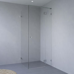 SS38 Custom Size Frameless Shower Screen Front & Return - 2100mm High - Chrome