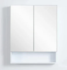 Mirror Cabinet with Open Shelf Pencil Edge 600/750/900/1200/1480x750mm - Matte White
