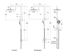 Round Dual Shower Rail with Universal Water Inlet - Chrome