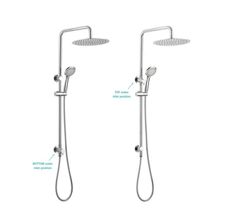 Round Dual Shower Rail with Universal Water Inlet - Chrome